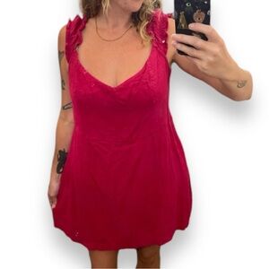 A&F Hot Pink Linen Short Mini Flowy Dress Size XL PETITE